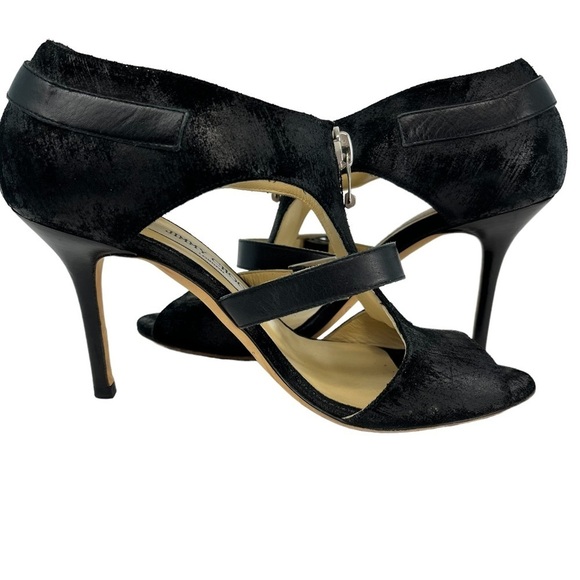 Jimmy Choo Max Was Zipper Sandal Bootie Black Waxed Suede Women's US 6 EU 37 - Picture 5 of 11